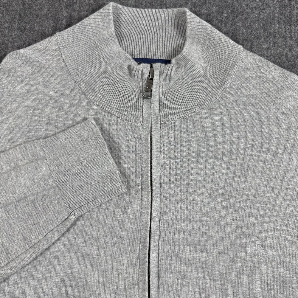 Brooks Brothers Men's L Supima Cotton Full Zip Sweater Gray Mock Neck Cardigan